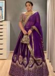 DESIGNER CHINON SILK EMBROIDERY SEQUENCE WORK LEHENGA CHOLI WITH DUPATTA WEDDING WEAR WHOLESALE PRICE ETHNIC GARMENT (2)
