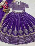 DESIGNER CHINON SILK EMBROIDERY SEQUENCE WORK LEHENGA CHOLI WITH DUPATTA WEDDING WEAR WHOLESALE PRICE ETHNIC GARMENT (2)
