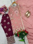 DESIGNER CHINON SILK EMBROIDERY SEQUENCE WORK TOP BOTTOM WITH DUPATTA FESTIVE WEAR WHOLESALE PRICE ETHNIC GARMENT (2)