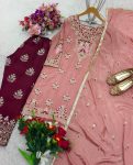 DESIGNER CHINON SILK EMBROIDERY SEQUENCE WORK TOP BOTTOM WITH DUPATTA FESTIVE WEAR WHOLESALE PRICE ETHNIC GARMENT (2)