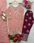 DESIGNER CHINON SILK EMBROIDERY SEQUENCE WORK TOP BOTTOM WITH DUPATTA FESTIVE WEAR WHOLESALE PRICE ETHNIC GARMENT (2)