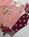 DESIGNER CHINON SILK EMBROIDERY SEQUENCE WORK TOP BOTTOM WITH DUPATTA FESTIVE WEAR WHOLESALE PRICE ETHNIC GARMENT (2)