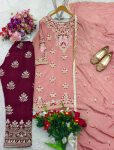 DESIGNER CHINON SILK EMBROIDERY SEQUENCE WORK TOP BOTTOM WITH DUPATTA FESTIVE WEAR WHOLESALE PRICE ETHNIC GARMENT (2)