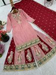 DESIGNER CHINON SILK EMBROIDERY SEQUENCE WORK TOP PALAZZO WITH DUPATTA FESTIVE WEAR WHOLESALE PRICE ETHNIC GARMENT (3)