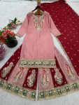 DESIGNER CHINON SILK EMBROIDERY SEQUENCE WORK TOP PALAZZO WITH DUPATTA FESTIVE WEAR WHOLESALE PRICE ETHNIC GARMENT (3)