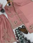 DESIGNER CHINON SILK EMBROIDERY SEQUENCE WORK WITH PERAL AND REAL MIRROR HAND WORK TOP PALAZZO WITH DUPATTA FESTIVE WEAR WHOLESALE PRICE ETHNIC GARMENT (2)