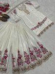 DESIGNER CHINON SILK EMBROIDERY WORK WITH FANCY BORDER LACE WORK TOP PALAZZO WITH DUPATTA FESTIVE WEAR WHOLESALE PRICE ETHNIC GARMENT (3)
