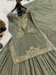 DESIGNER CHINON SILK MULTI NEEDLE EMBROIDERY WORK WITH SEQUENCE AND ZARI WORK TOP LEHENGA WITH DUPATTA PARTY WEAR WHOLESALE PRICE ETHNIC GARMENT (4)