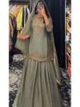 DESIGNER CHINON SILK MULTI NEEDLE EMBROIDERY WORK WITH SEQUENCE AND ZARI WORK TOP LEHENGA WITH DUPATTA PARTY WEAR WHOLESALE PRICE ETHNIC GARMENT (4)