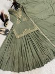 DESIGNER CHINON SILK MULTI NEEDLE EMBROIDERY WORK WITH SEQUENCE AND ZARI WORK TOP LEHENGA WITH DUPATTA PARTY WEAR WHOLESALE PRICE ETHNIC GARMENT (4)
