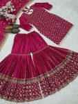 DESIGNER CHINON SILK SEQUENCE EMBROIDERY WORK TOP SHARARA WITH DUPATTA FESTIVE WEAR WHOLESALE PRICE ETHNIC GARMENT (3)