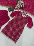 DESIGNER CHINON SILK SEQUENCE EMBROIDERY WORK TOP SHARARA WITH DUPATTA FESTIVE WEAR WHOLESALE PRICE ETHNIC GARMENT (3)