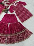 DESIGNER CHINON SILK SEQUENCE EMBROIDERY WORK TOP SHARARA WITH DUPATTA FESTIVE WEAR WHOLESALE PRICE ETHNIC GARMENT (3)