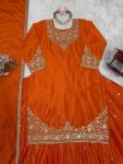 DESIGNER CHINON SILK THREAD WITH SEQUENCE WORK TOP LEHENGA WITH DUPATTA PARTY WEAR WHOLESALE PRICE ETHNIC GARMENT (5)