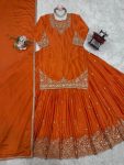 DESIGNER CHINON SILK THREAD WITH SEQUENCE WORK TOP LEHENGA WITH DUPATTA PARTY WEAR WHOLESALE PRICE ETHNIC GARMENT (5)