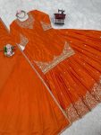 DESIGNER CHINON SILK THREAD WITH SEQUENCE WORK TOP LEHENGA WITH DUPATTA PARTY WEAR WHOLESALE PRICE ETHNIC GARMENT (5)