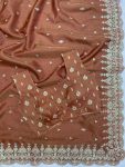 DESIGNER COSMOS CODING SEQUENCE EMBROIDERY WORK AND CUT WORK SAREE WITH FULL STITCHED BLOUSE PARTY WEAR WHOLESALE PRICE ETHNIC GARMENT (3)