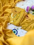DESIGNER COTTON MIRROR WORK AND EMBROIDERY WORK ANARKALI TOP BOTTOM WITH DUPATTA FESTIVE WEAR WHOLESALE PRICE ETHNIC GARMENT (3)