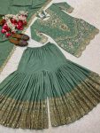 DESIGNER CREEP SEQUENCE EMBROIDERY WORK TOP SHARARA WITH DUPATTA FESTIVE WEAR WHOLESALE PRICE ETHNIC GARMENT (3)