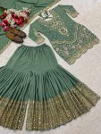 DESIGNER CREEP SEQUENCE EMBROIDERY WORK TOP SHARARA WITH DUPATTA FESTIVE WEAR WHOLESALE PRICE ETHNIC GARMENT (3)