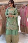 DESIGNER CREEP SEQUENCE EMBROIDERY WORK TOP SHARARA WITH DUPATTA PISTA