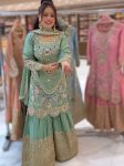 DESIGNER CREEP SEQUENCE EMBROIDERY WORK TOP SHARARA WITH DUPATTA FESTIVE WEAR WHOLESALE PRICE ETHNIC GARMENT (3)