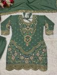 DESIGNER CREEP SEQUENCE EMBROIDERY WORK TOP SHARARA WITH DUPATTA FESTIVE WEAR WHOLESALE PRICE ETHNIC GARMENT (3)