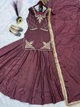 DESIGNER CREEP SILK BEADS HAND WORK WITH SEQUENCE MULTI NEEDLE EMBROIDERY AND ZARI WORK TOP LEHENGA WITH DUPATTA WEDDING WEAR WHOLESALE PRICE ETHNIC GARMENT (3).jpeg