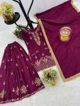 DESIGNER CREPE SILK EMBROIDERY AND SEQUENCE WORK WITH RIVETED MOTI WORK TOP PALAZZO WITH DUPATTA FESTIVE WEAR WHOLESALE PRICE ETHNIC GARMENT (9)