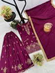DESIGNER CREPE SILK EMBROIDERY AND SEQUENCE WORK WITH RIVETED MOTI WORK TOP PALAZZO WITH DUPATTA FESTIVE WEAR WHOLESALE PRICE ETHNIC GARMENT (9)