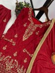 DESIGNER CREPE SILK EMBROIDERY AND SEQUENCE WORK WITH RIVETED MOTI WORK TOP PALAZZO WITH DUPATTA FESTIVE WEAR WHOLESALE PRICE ETHNIC GARMENT (18)