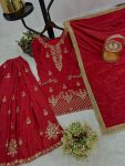 DESIGNER CREPE SILK EMBROIDERY AND SEQUENCE WORK WITH RIVETED MOTI WORK TOP PALAZZO WITH DUPATTA FESTIVE WEAR WHOLESALE PRICE ETHNIC GARMENT (18)