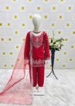 DESIGNER CREPE SILK EMBROIDERY SEQUENCE WORK KID’S TOP BOTTOM WITH DUPATTA FESTIVE WEAR WHOLESALE PRICE ETHNIC GARMENT (9)
