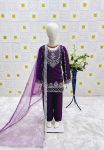 DESIGNER CREPE SILK EMBROIDERY SEQUENCE WORK KID’S TOP BOTTOM WITH DUPATTA FESTIVE WEAR WHOLESALE PRICE ETHNIC GARMENT (4)