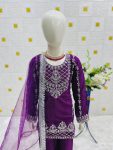 DESIGNER CREPE SILK EMBROIDERY SEQUENCE WORK KID’S TOP BOTTOM WITH DUPATTA FESTIVE WEAR WHOLESALE PRICE ETHNIC GARMENT (4)