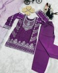 DESIGNER CREPE SILK EMBROIDERY SEQUENCE WORK KID’S TOP BOTTOM WITH DUPATTA FESTIVE WEAR WHOLESALE PRICE ETHNIC GARMENT (4)