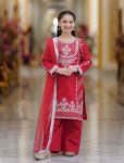 DESIGNER CREPE SILK EMBROIDERY SEQUENCE WORK KID'S TOP BOTTOM WITH DUPATTA RANI