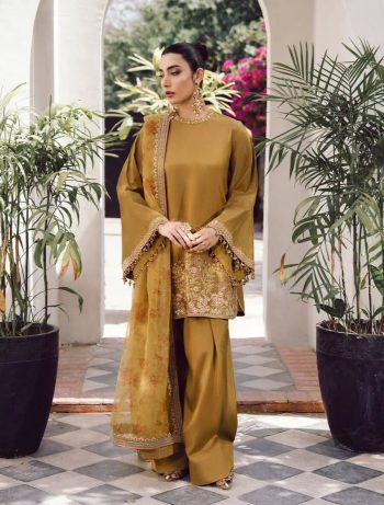 DESIGNER CREPE SILK EMBROIDERY SEQUENCE WORK WITH HEAVY LACE AND MOTI WORK TOP PATIYALA WITH DUPATTA KHAKI