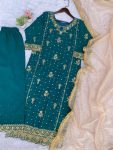 DESIGNER FAUX GEORGETTE EMBROIDERY SEQUENCE WORK TOP PALAZZO WITH DUPATTA FESTIVE WEAR WHOLESALE PRICE ETHNIC GARMENT (2)