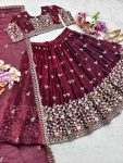 DESIGNER FENDI SILK EMBROIDERY SEQUENCE WORK LEHENGA CHOLI WITH DUPATTA PARTY WEAR WHOLESALE PRICE ETHNIC GARMENT (2)