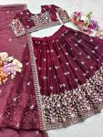 DESIGNER FENDI SILK EMBROIDERY SEQUENCE WORK LEHENGA CHOLI WITH DUPATTA PARTY WEAR WHOLESALE PRICE ETHNIC GARMENT (2)