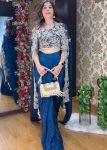 DESIGNER FRENCH CREPE CODING EMBROIDERY WORK WITH LATKAN LACE WORK DRAPED SKIRT BLOUSE WITH SHRUG PARTY WEAR WHOLESALE PRICE ETHNIC GARMENT (2)