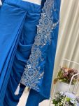 DESIGNER FRENCH CREPE CODING EMBROIDERY WORK WITH LATKAN LACE WORK DRAPED SKIRT BLOUSE WITH SHRUG PARTY WEAR WHOLESALE PRICE ETHNIC GARMENT (2)