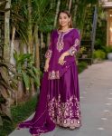 DESIGNER FRENCH CREPE EMBROIDERY SEQUENCE WORK TOP PALAZZO WITH DUPATTA FESTIVE WEAR WHOLESALE PRICE ETHNIC GARMENT (9)