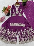DESIGNER FRENCH CREPE EMBROIDERY SEQUENCE WORK TOP PALAZZO WITH DUPATTA FESTIVE WEAR WHOLESALE PRICE ETHNIC GARMENT (9)