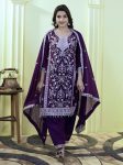 DESIGNER GEORGETTE DIAMOND WITH EMBROIDERY SEQUENCE WORK TOP BOTTOM WITH DUPATTA  PURPLE