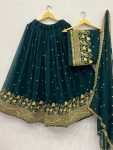 DESIGNER GEORGETTE EMBROIDERY AND SEQUENCE WORK LEHENGA CHOLI WITH DUPATTA WEDDING WEAR WHOLESALE PRICE ETHNIC GARMENT (4)