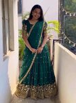 DESIGNER GEORGETTE EMBROIDERY AND SEQUENCE WORK LEHENGA CHOLI WITH DUPATTA GREEN