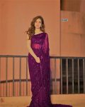 DESIGNER GEORGETTE EMBROIDERY AND SEQUENCE WORK SAREE WITH UNTITCHED BLOUSE PARTY WEAR WHOLESALE ETHNICGARMENT (12)