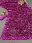 DESIGNER GEORGETTE EMBROIDERY AND SEQUENCE WORK SAREE WITH UNTITCHED BLOUSE PARTY WEAR WHOLESALE ETHNICGARMENT (12)
